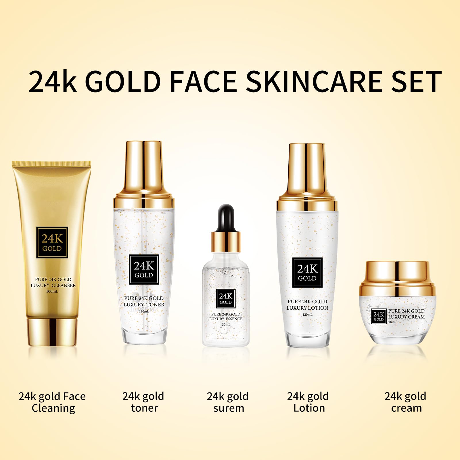 Amazon.com: 24K Gold Skincare Set 5 Piece,Moisturizing Face Skin